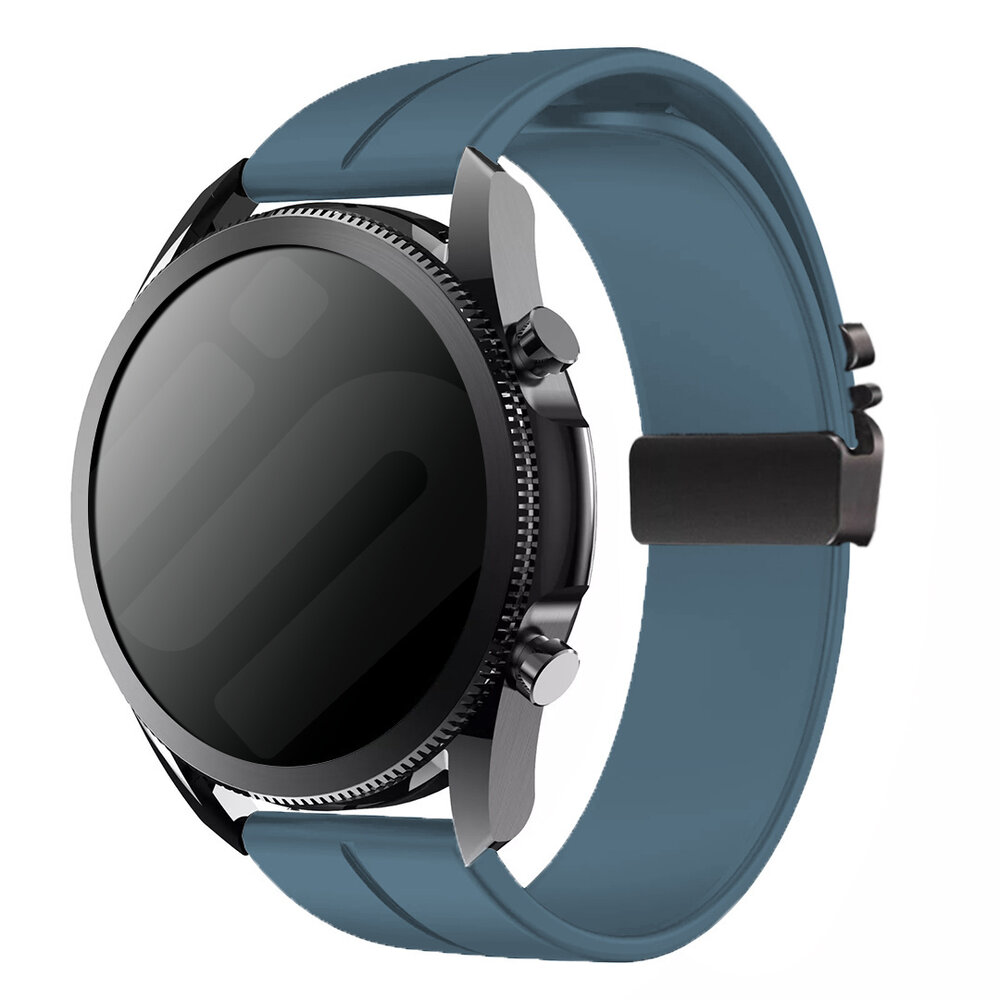 Strap-it® Strap-it Samsung Galaxy Watch 3 45mm Silikonarmband mit P-Buckle (Graublau)