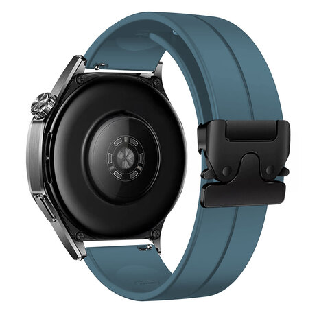 Strap-it® Strap-it Samsung Galaxy Watch 3 45mm Silikonarmband mit P-Buckle (Graublau)