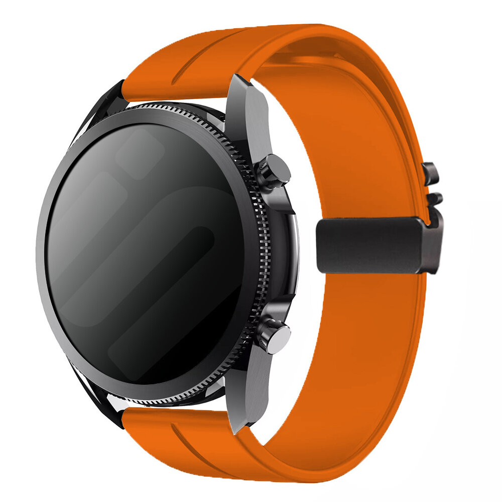 Strap-it® Strap-it Samsung Galaxy Watch 3 45mm Silikonarmband mit P-Buckle (Orange)
