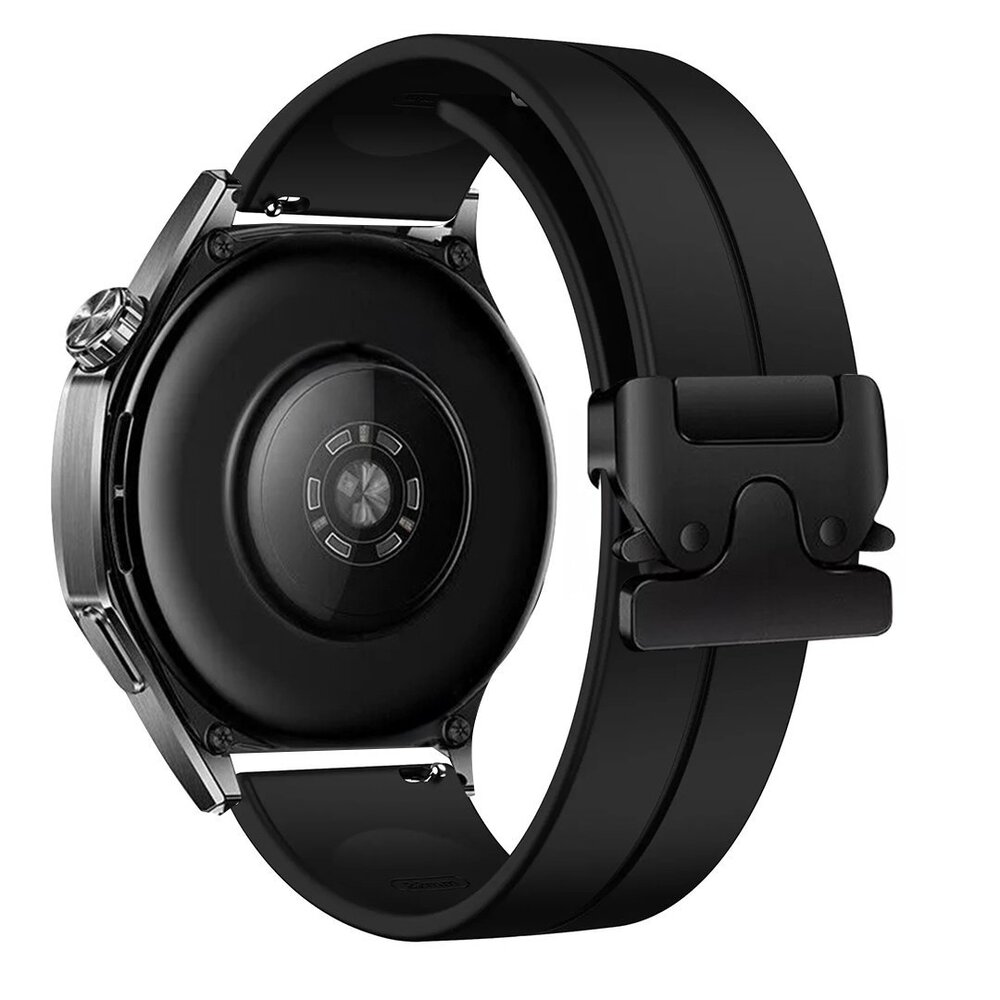 Strap-it® Strap-it Samsung Galaxy Watch 46mm Silikonarmband mit P-Buckle (Schwarz)