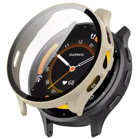 Strap-it® Strap-it Garmin Venu 3s Hartschale mit Glas (Beige)