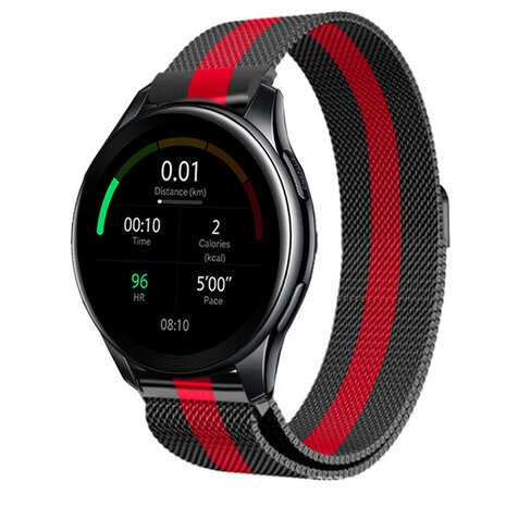 Strap-it® Strap-it OnePlus Watch 3 Milanese Armband (Schwarz/Rot)