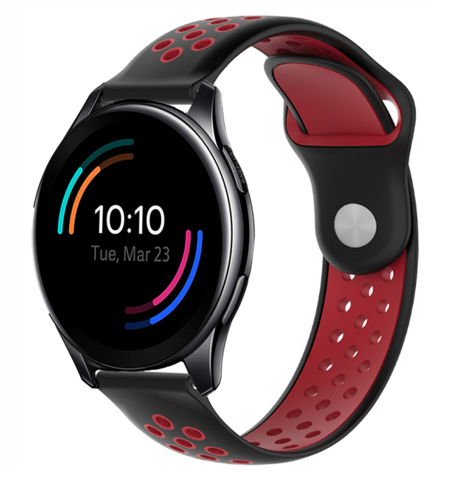 Strap-it® Strap-it OnePlus Watch 3 Sportarmband (Schwarz/Rot)