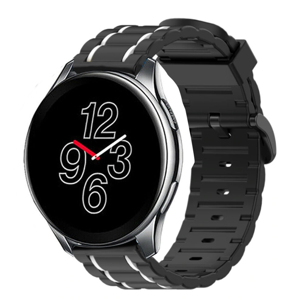 Strap-it® Strap-it OnePlus Watch 3 Sport-Schnalenarmband (Schwarz/Weiß)