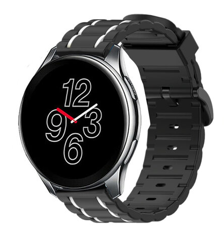 Strap-it® Strap-it OnePlus Watch 3 Sport-Schnalenarmband (Schwarz/Weiß)