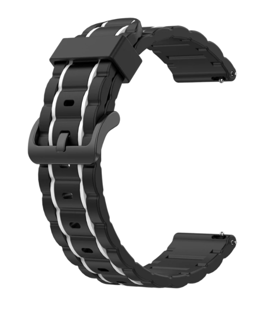 Strap-it® Strap-it OnePlus Watch 3 Sport-Schnalenarmband (Schwarz/Weiß)