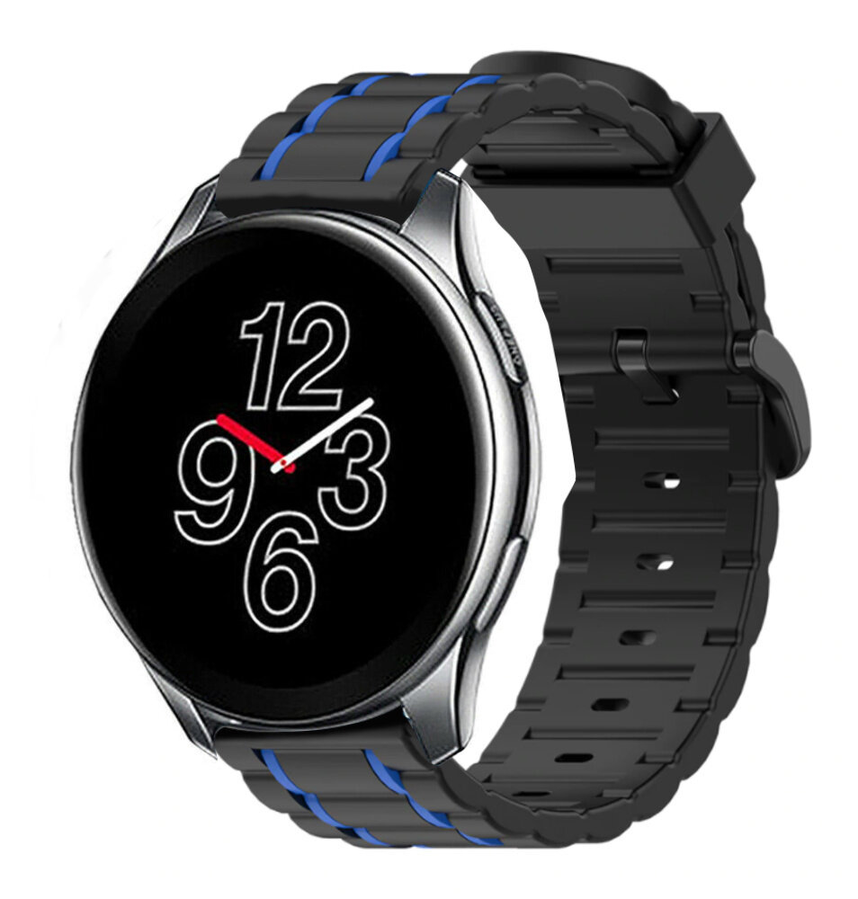 Strap-it® Strap-it OnePlus Watch 3 Sport-Schnalenarmband (Schwarz/Blau)