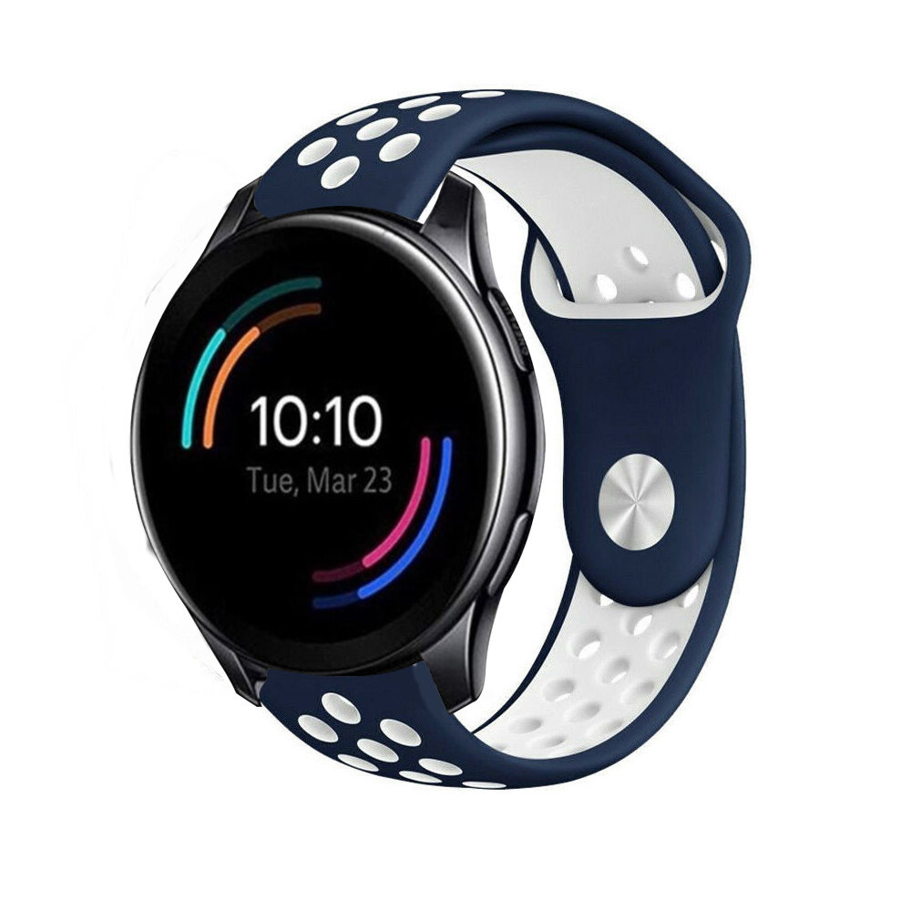 Strap-it® Strap-it OnePlus Watch 3 Sportarmband (Blau/Weiß)