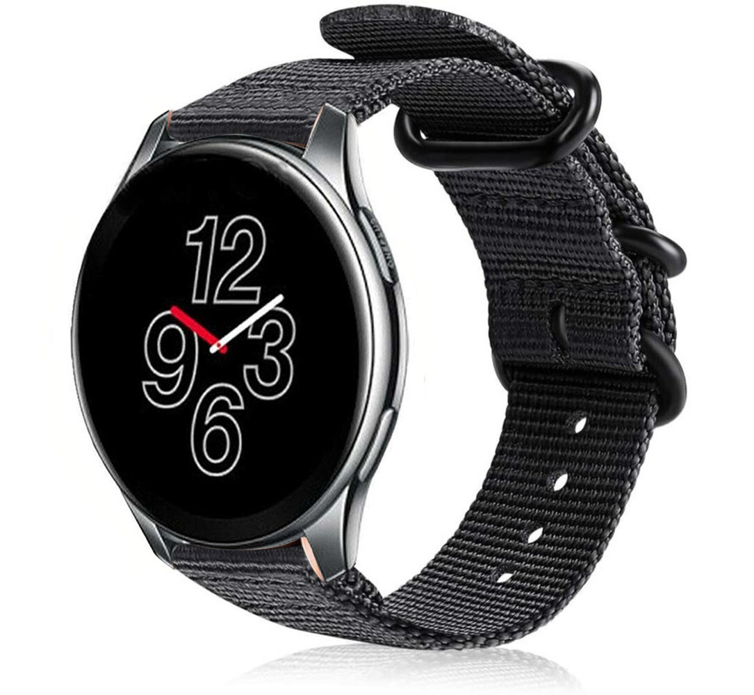 Strap-it® Strap-it OnePlus Watch 3 Nylon Schnallenarmband (Schwarz)
