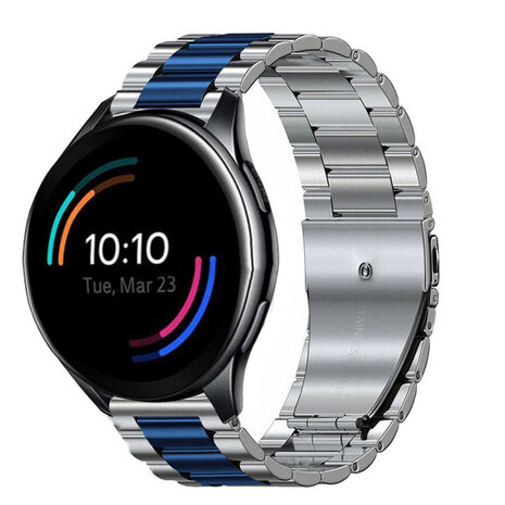 Strap-it® Strap-it OnePlus Watch 3 Stahlarmband (Silber/Blau)