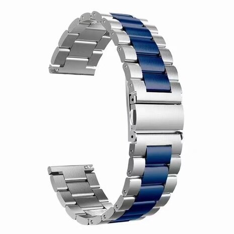 Strap-it® Strap-it OnePlus Watch 3 Stahlarmband (Silber/Blau)
