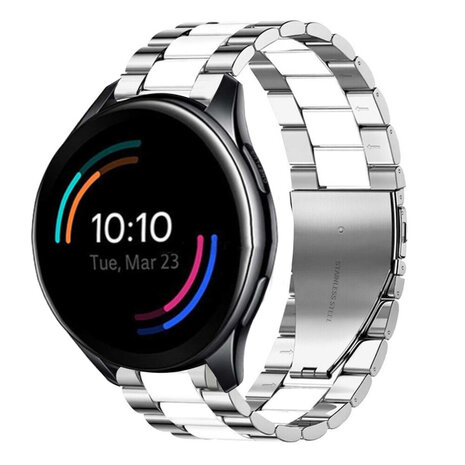 Strap-it® Strap-it OnePlus Watch 3 Stahlarmband (Silber/Weiß)