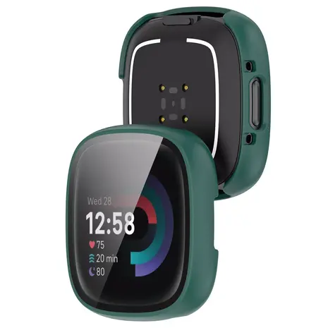 Strap-it® Strap-it Fitbit Versa 4 / Sense 2 Hartschale mit Glas (Grün)