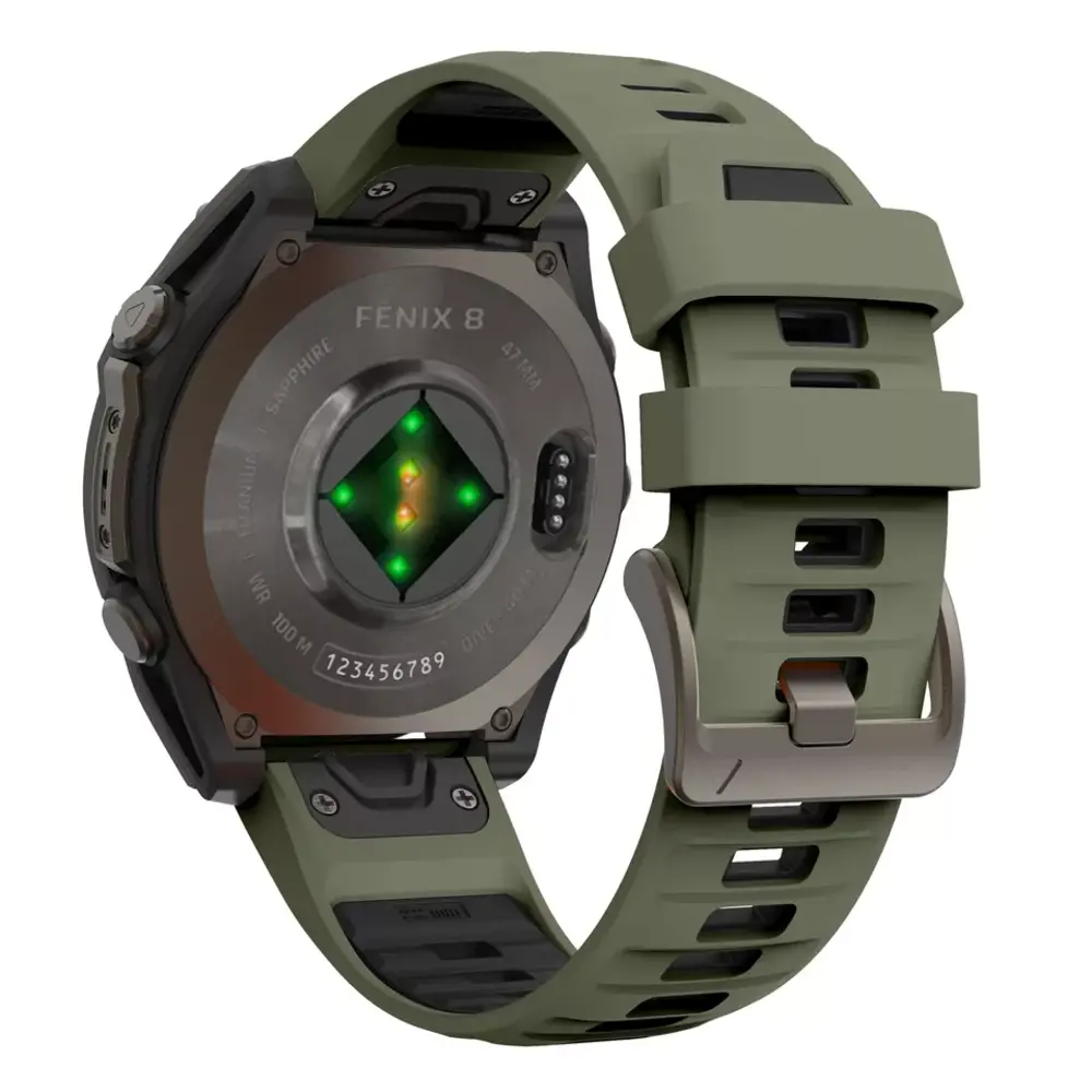Strap-it® Strap-it Garmin Quatix 3 / 6x / 7x Solar Sport Schnallenarmband (Olivgrün/Schwarz)