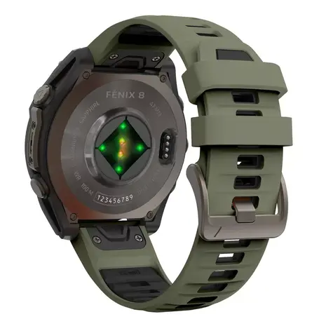 Strap-it® Strap-it Garmin Quatix 3 / 6x / 7x Solar Sport Schnallenarmband (Olivgrün/Schwarz)