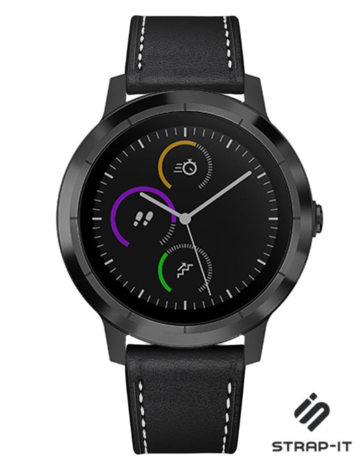 Strap-it® Strap-it Garmin Vivoactive 4 Armband Leder - 45mm - Schwarz Strap-it® Strap-it Garmin Vivoactive 4 Armband Leder - 45mm - Schwarz