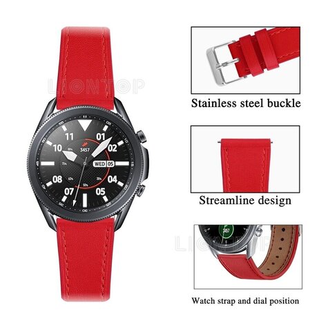 Strap-it® Strap-it Samsung Galaxy Watch 3 45 mm Lederarmband (Rot)