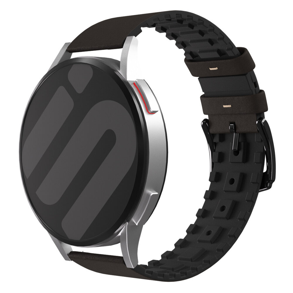 Strap-it® Strap-it Samsung Galaxy Watch 42mm Silikon / Leder Armband (Schwarz / Braun) Strap-it® Strap-it Samsung Galaxy Watch 42mm Silikon / Leder Armband (Schwarz / Braun)