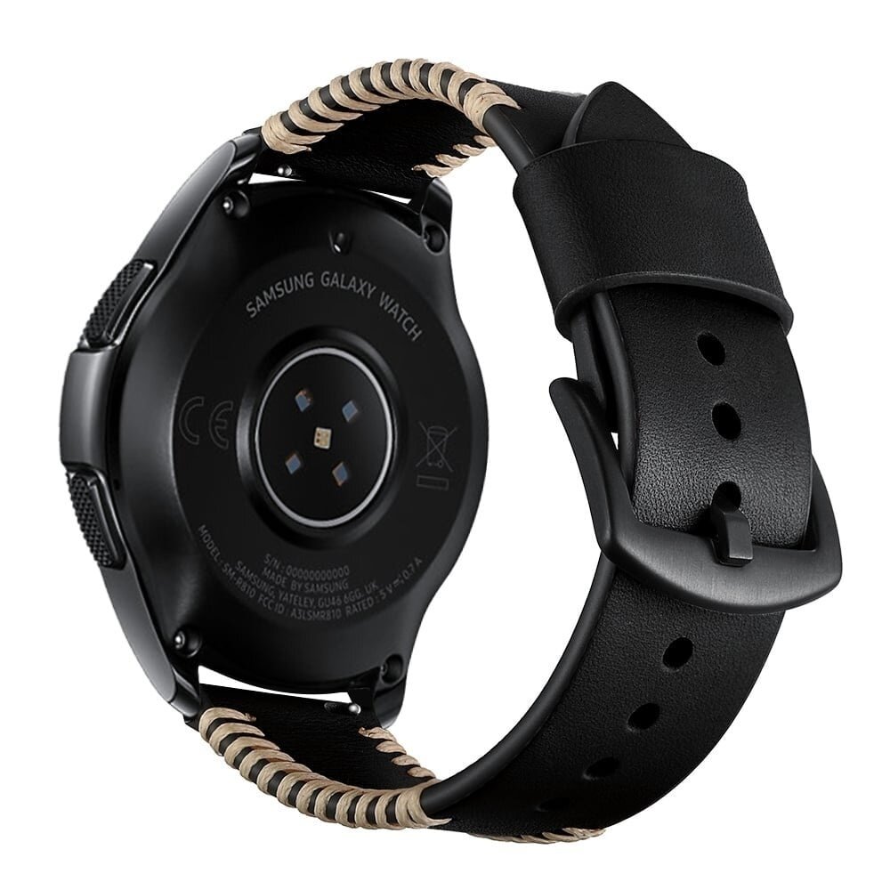 Strap-it® Strap-it Oppo Watch X2 Stitched Lederarmband (Schwarz)