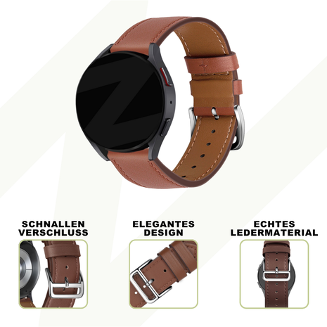 Bandz Bandz Amazfit Bip 5 Lederarmband 'Deluxe' (Braun) Bandz Bandz Amazfit Bip 5 Lederarmband 'Deluxe' (Braun)