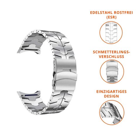 Strap-it® Strap-it Samsung Galaxy Watch 5 44mm Stahl 'Iron' Armband (Silber) Strap-it® Strap-it Samsung Galaxy Watch 5 44mm Stahl 'Iron' Armband (Silber)