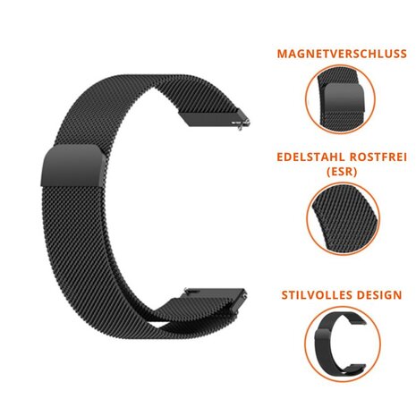 Strap-it® Strap-it Fossil Gen 5 Milanese Armband (Schwarz) Strap-it® Strap-it Fossil Gen 5 Milanese Armband (Schwarz)