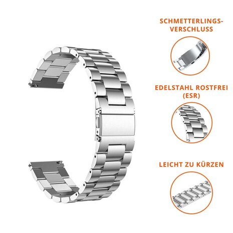 Strap-it® Strap-it Samsung Galaxy Watch 7 - 40mm Stahl-Gliederarmband (Silber) Strap-it® Strap-it Samsung Galaxy Watch 7 - 40mm Stahl-Gliederarmband (Silber)