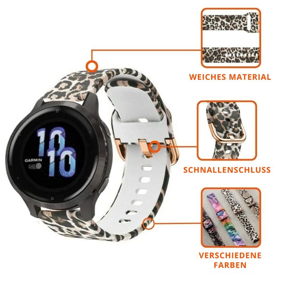 Strap-it® Strap-it Lucky Leopard Garmin Vivoactive 4s 40mm Armband - 40mm Strap-it® Strap-it Lucky Leopard Garmin Vivoactive 4s 40mm Armband - 40mm