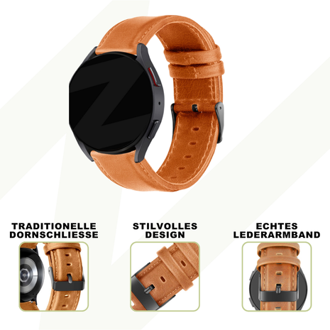 Bandz Bandz Withings ScanWatch 2 - 42mm Lederarmband 'Classic' (Braun) Bandz Bandz Withings ScanWatch 2 - 42mm Lederarmband 'Classic' (Braun)