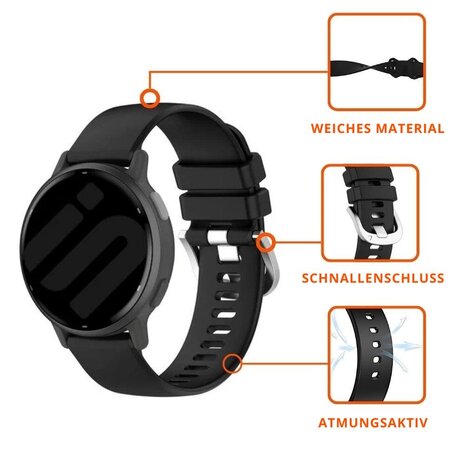 Strap-it® Strap-it Garmin Venu 2 Silikon Classic Armband (Schwarz)