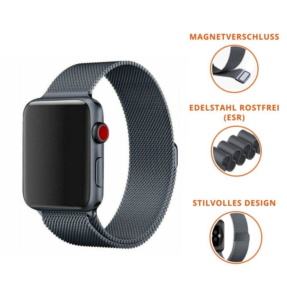 Strap-it® Strap-It Apple Watch Ultra Milanese Armband (Spacegrau) Strap-it® Strap-It Apple Watch Ultra Milanese Armband (Spacegrau)