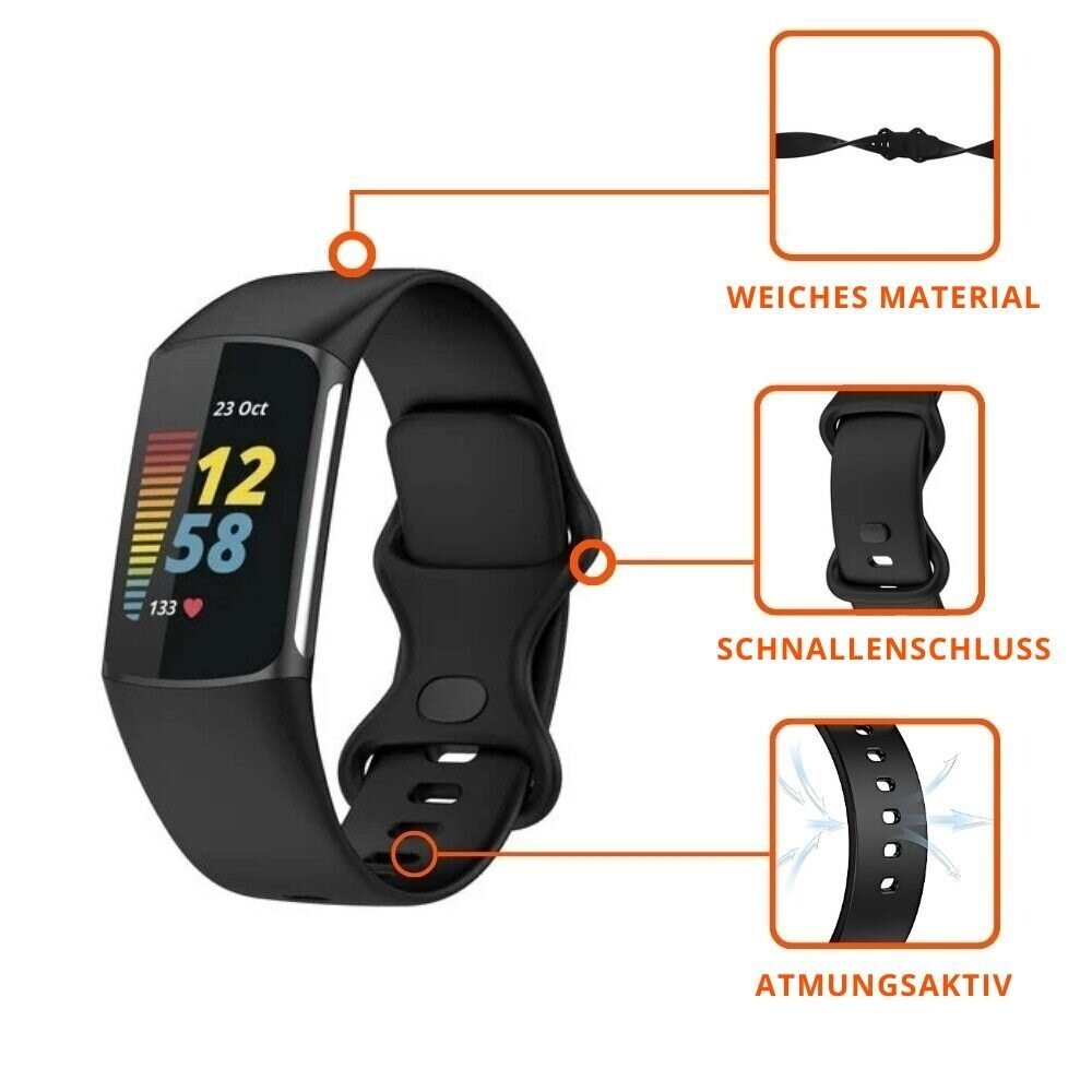 Strap-it® Strap-it Fitbit Charge 6 Silikon Armband (Schwarz) Strap-it® Strap-it Fitbit Charge 6 Silikon Armband (Schwarz)