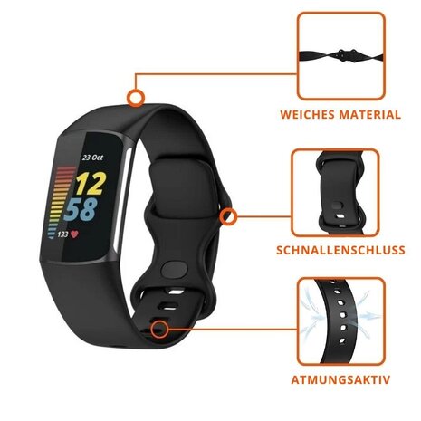 Strap-it® Strap-it Fitbit Charge 6 Silikon Armband (Schwarz) Strap-it® Strap-it Fitbit Charge 6 Silikon Armband (Schwarz)