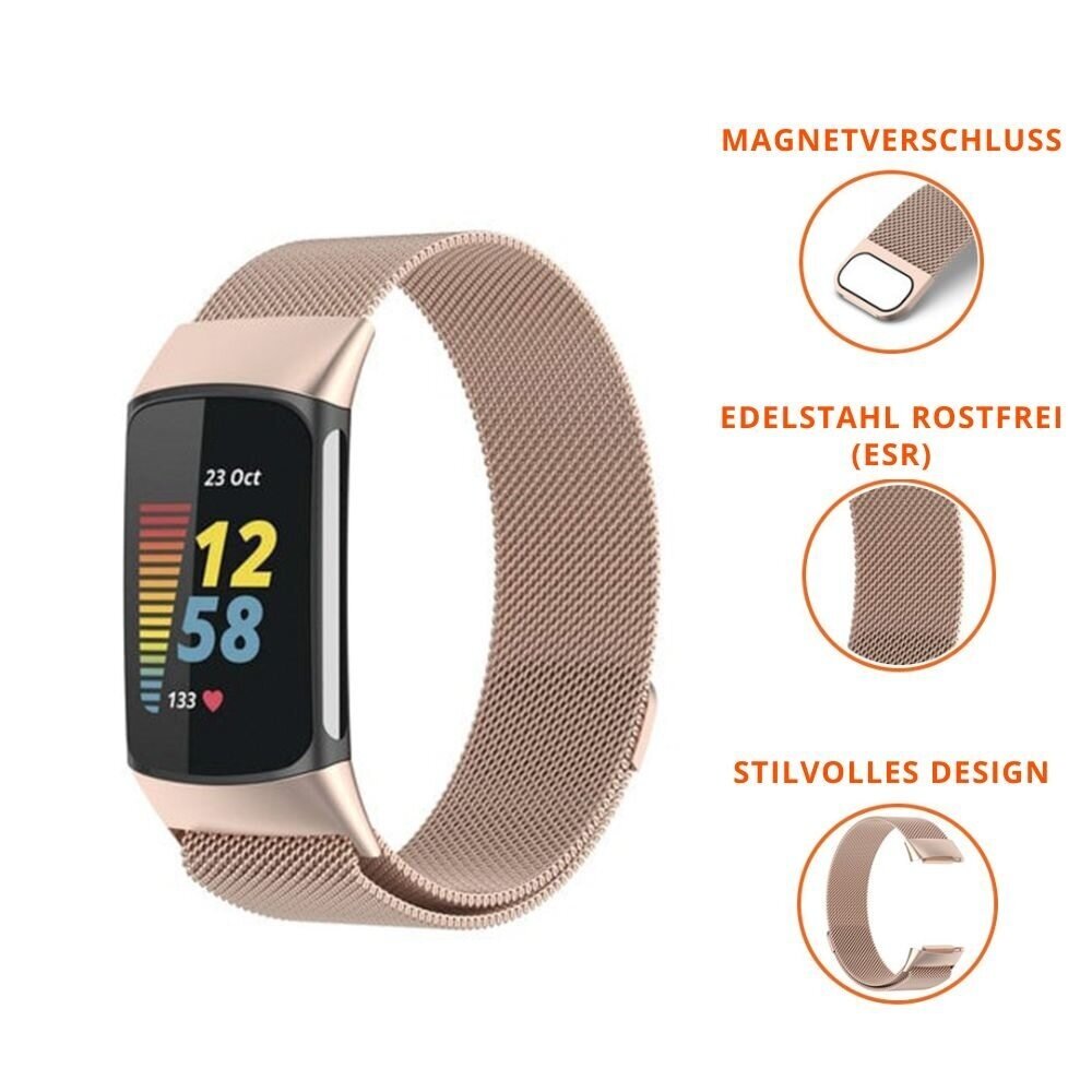 Strap-it® Strap-it® Fitbit Charge 5 Milanese Armband (Champagner) Strap-it® Strap-it® Fitbit Charge 5 Milanese Armband (Champagner)