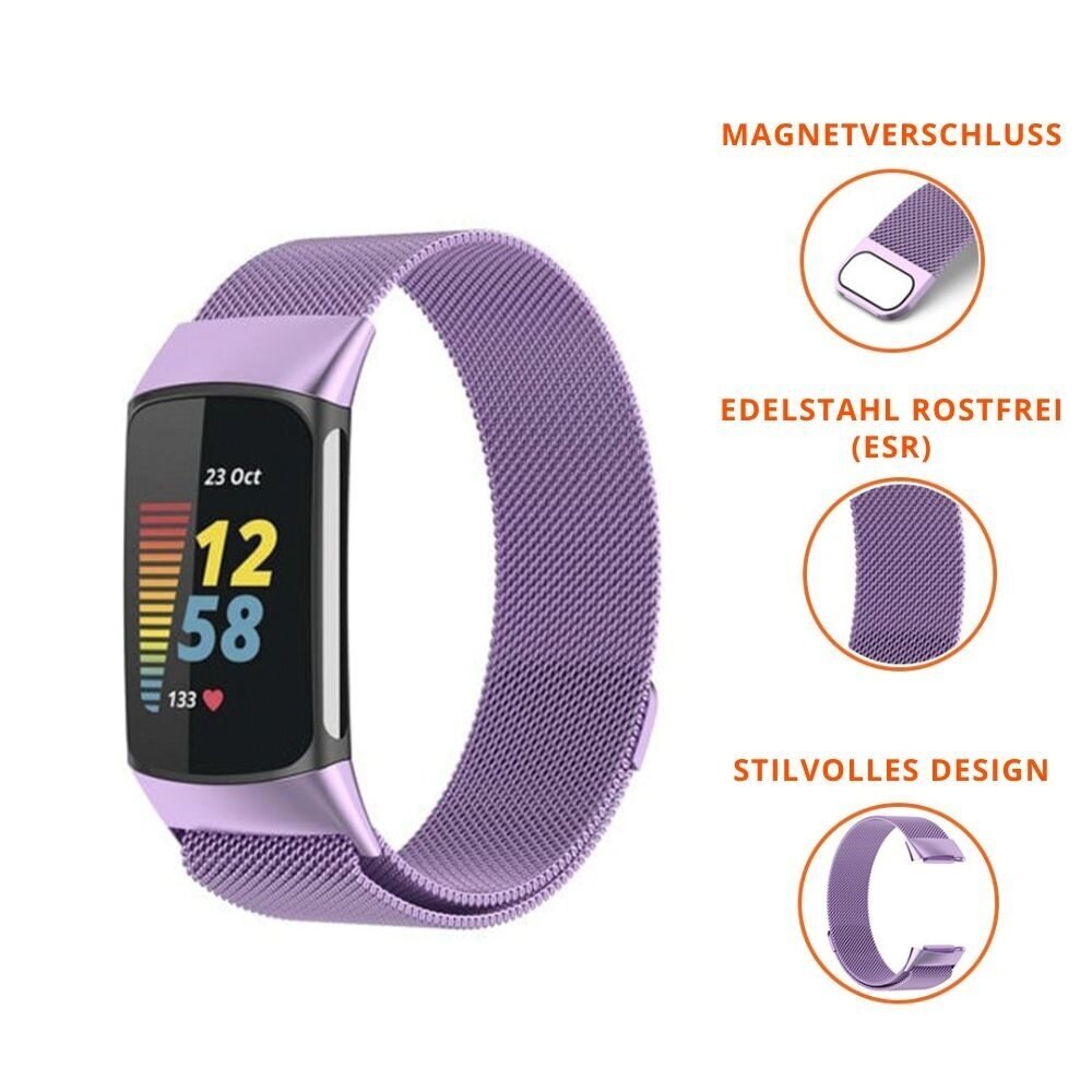 Strap-it® Strap-it® Fitbit Charge 5 Milanese Armband (Helllila) Strap-it® Strap-it® Fitbit Charge 5 Milanese Armband (Helllila)