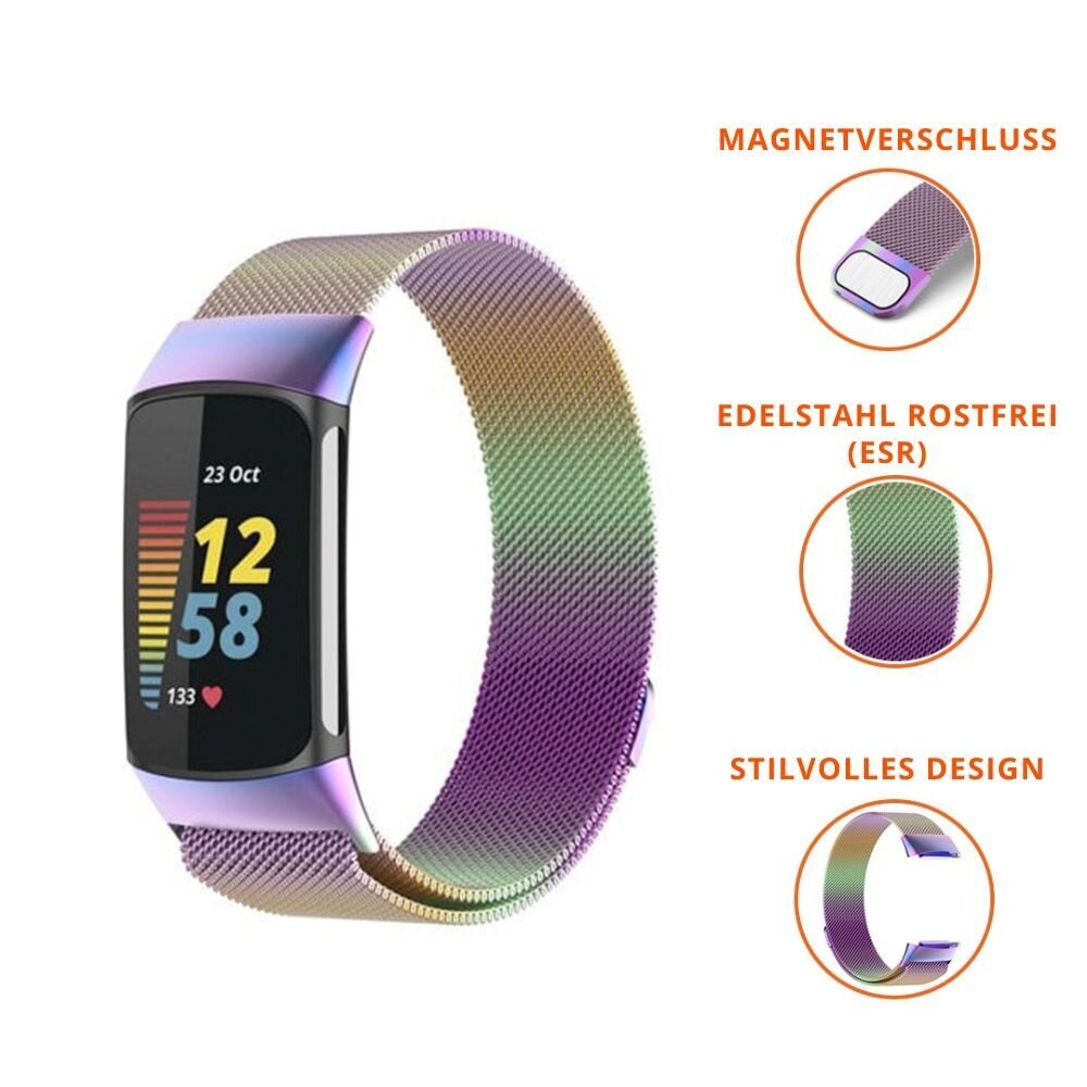 Strap-it® Strap-it® Fitbit Charge 5 Milanese Armband (Regenbogen) Strap-it® Strap-it® Fitbit Charge 5 Milanese Armband (Regenbogen)