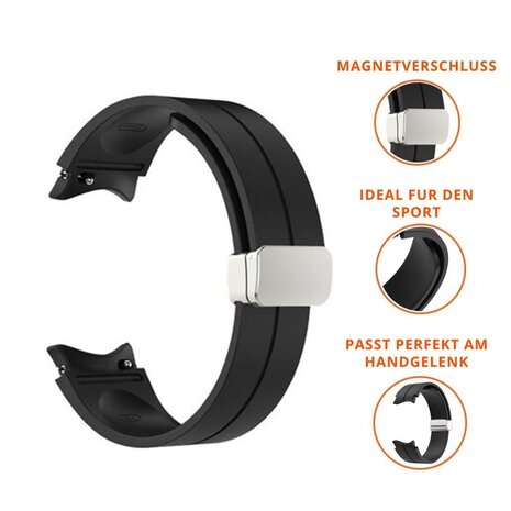 Strap-it® Strap-it Samsung Galaxy Watch 6 - 40mm Silikon Armband D-Buckle (Schwarz) Strap-it® Strap-it Samsung Galaxy Watch 6 - 40mm Silikon Armband D-Buckle (Schwarz)