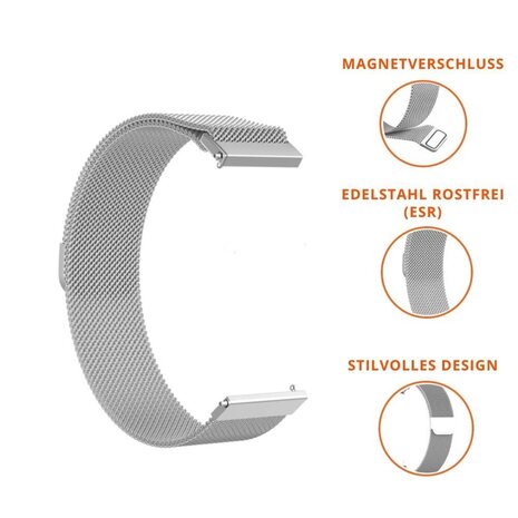 Strap-it® Strap-it Huawei Watch GT 2 Milanese Armband (Silber)