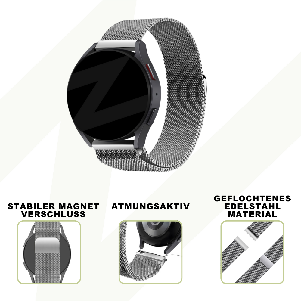 Bandz Bandz Amazfit Active Milanaise Loop Armband (Silber) Bandz Bandz Amazfit Active Milanaise Loop Armband (Silber)