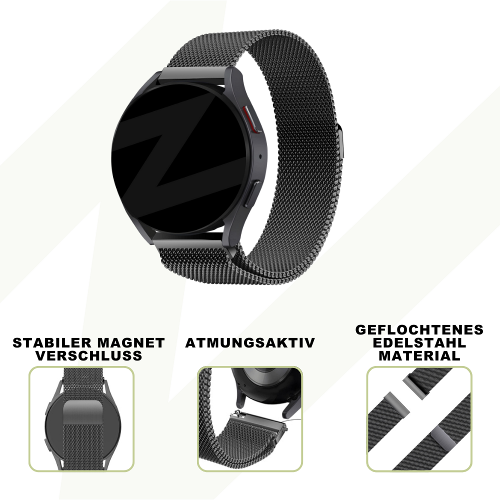 Bandz Bandz Samsung Galaxy Watch 3 41mm Milanese Loop Armband (Schwarz) Bandz Bandz Samsung Galaxy Watch 3 41mm Milanese Loop Armband (Schwarz)