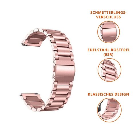 Strap-it® Strap-it Garmin Vivomove 3s - 39mm Stahlarmband - Rosa Strap-it® Strap-it Garmin Vivomove 3s - 39mm Stahlarmband - Rosa