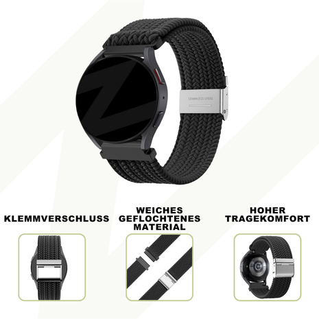 Bandz Bandz Samsung Galaxy Watch 6 40mm Woven Nylonband (Schwarz) Bandz Bandz Samsung Galaxy Watch 6 40mm Woven Nylonband (Schwarz)