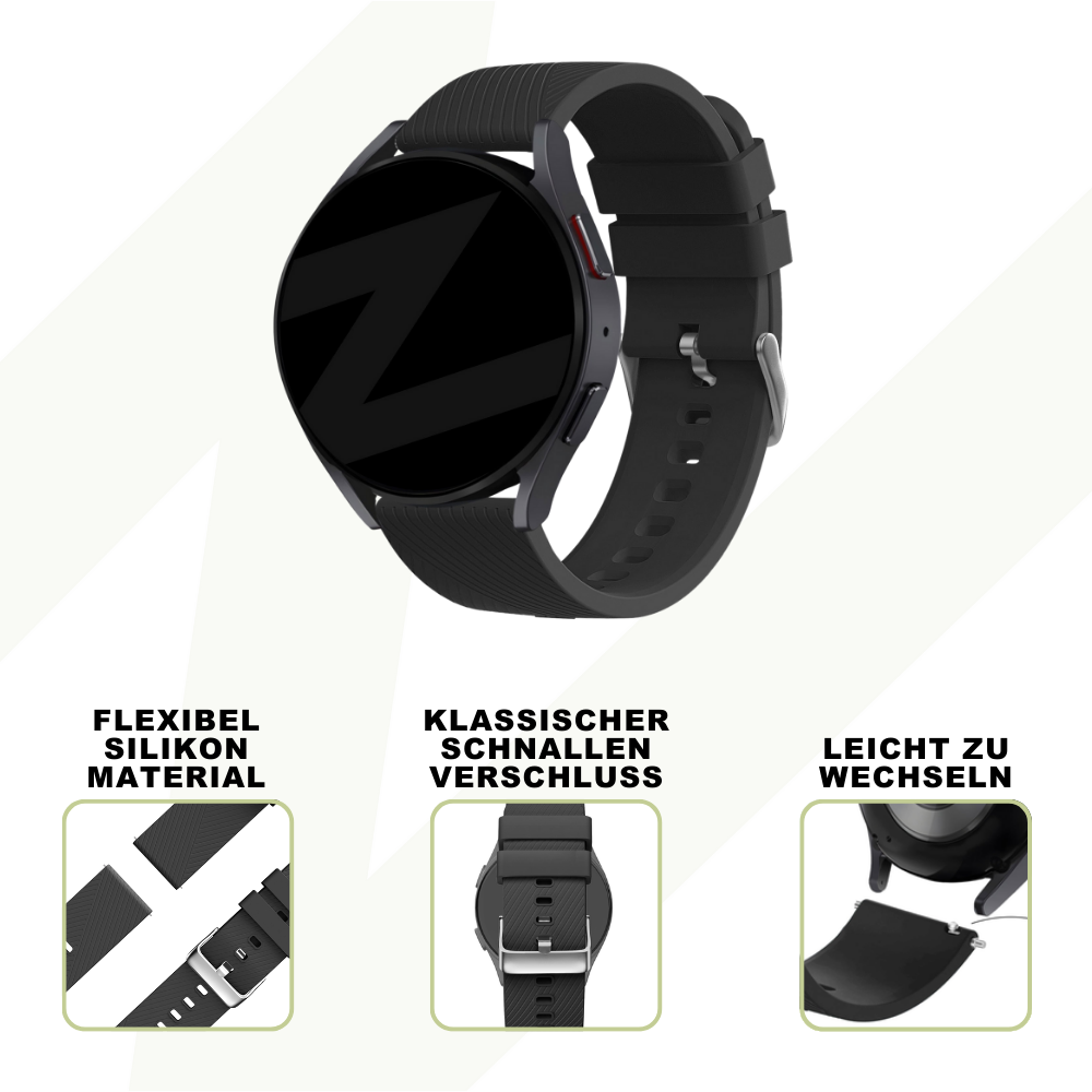 Bandz Bandz Samsung Galaxy Watch 46mm Silikon Armband 'Deluxe' (Schwarz) Bandz Bandz Samsung Galaxy Watch 46mm Silikon Armband 'Deluxe' (Schwarz)
