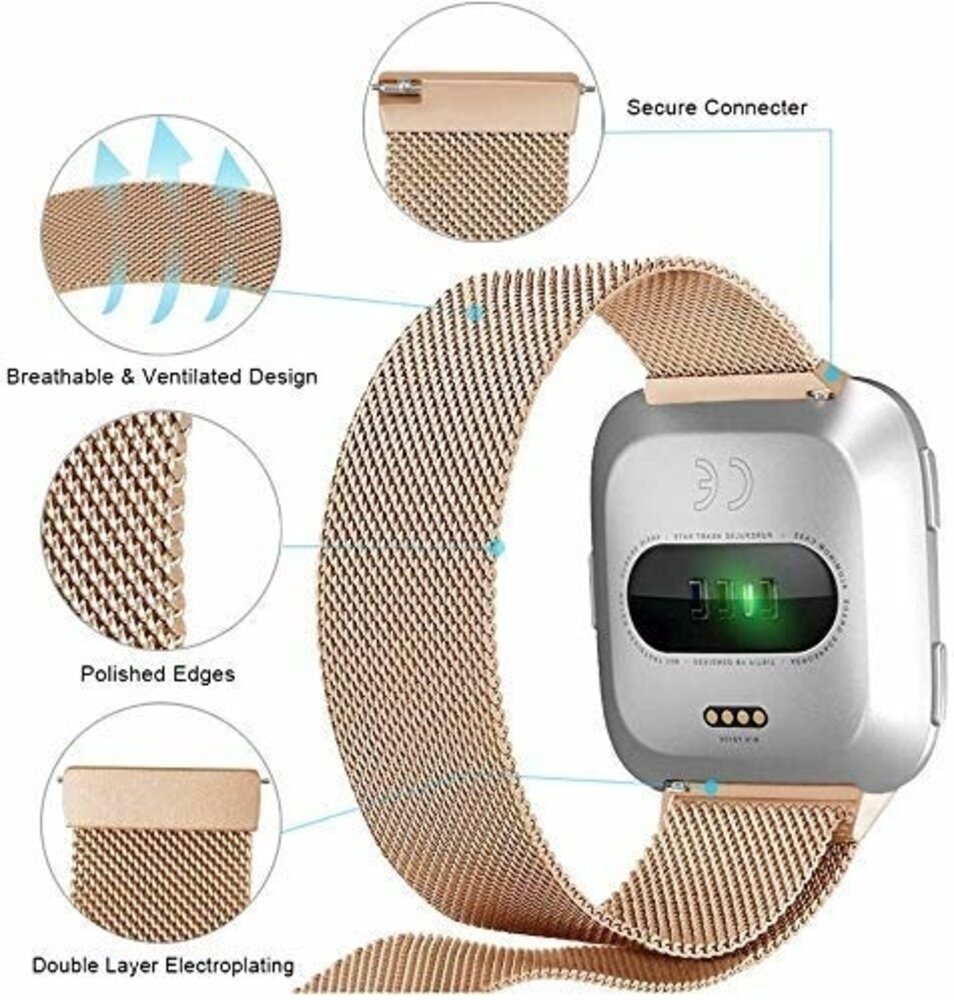 Strap-it® Strap-it Fitbit Versa Milanese Armband (Rosé Gold) Strap-it® Strap-it Fitbit Versa Milanese Armband (Rosé Gold)