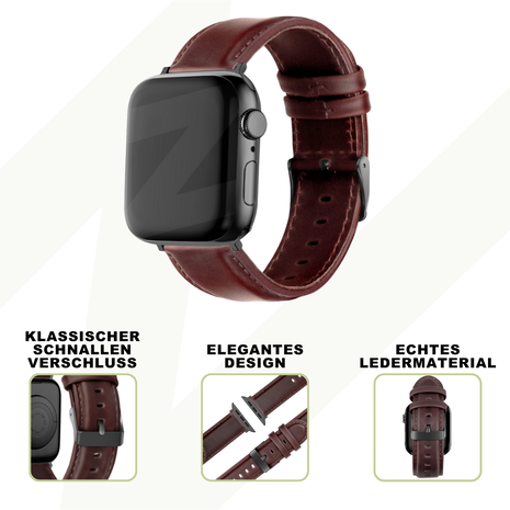 Bandz Bandz Apple Watch Echtleder Armband (Dunkelbraun) Bandz Bandz Apple Watch Echtleder Armband (Dunkelbraun)