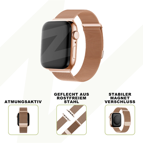 Bandz Bandz Apple Watch Milanese Loop Armband (Rosa Gold)