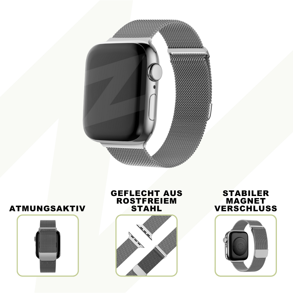 Bandz Bandz Apple Watch Milanese Loop Armband (Silber) Bandz Bandz Apple Watch Milanese Loop Armband (Silber)