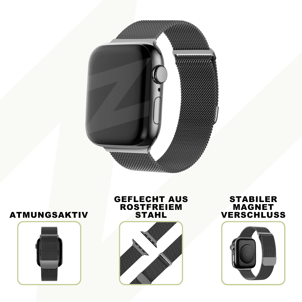 Bandz Bandz Apple Watch Milanese Loop Armband (Schwarz) Bandz Bandz Apple Watch Milanese Loop Armband (Schwarz)