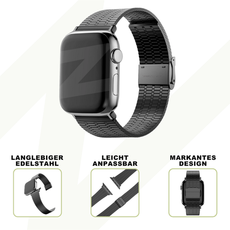 Bandz Bandz Apple Watch Verstellbares Stahlenarmband (Schwarz) Bandz Bandz Apple Watch Verstellbares Stahlenarmband (Schwarz)