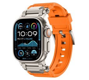 Strap-it® Apple Watch 'Adventurer' Silikonarmband (Orange mit Titan) Strap-it® Apple Watch 'Adventurer' Silikonarmband (Orange mit Titan)